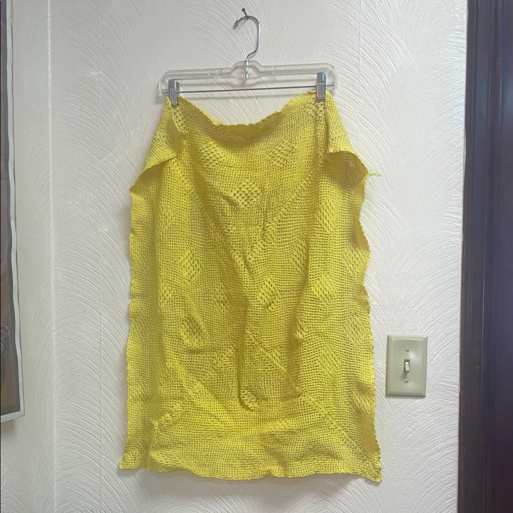 Vintage handmade Yellow Crochet table doily